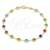 Tobillera Elegante 03.63.2064.10 Oro Laminado, con Multicolor Cristal, Pulido, Tono Dorado (07 MM Thickness, 10 Inches Length)