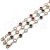 Tobillera Elegante 03.63.2064.10 Oro Laminado, con Multicolor Cristal, Pulido, Tono Dorado (07 MM Thickness, 10 Inches Length)