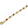 Pulsera Elegante 03.63.2065.08 Oro Laminado, con Multicolor Cristal, Pulido, Tono Dorado (05 MM Thickness, 8 Inches Length)