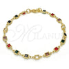Pulsera Elegante 03.63.2065.08 Oro Laminado, con Multicolor Cristal, Pulido, Tono Dorado (05 MM Thickness, 8 Inches Length)