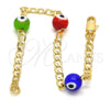 Pulsera Elegante 03.63.2066.07 Oro Laminado, Diseño de Ojo Griego, con Multicolor Opal, Pulido, Tono Dorado (04 MM Thickness, 7 Inches Length)