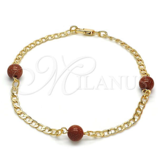 Tobillera Elegante 03.63.2067.10 Oro Laminado, Pulido, Tono Dorado (04 MM Thickness, 10 Inches Length)