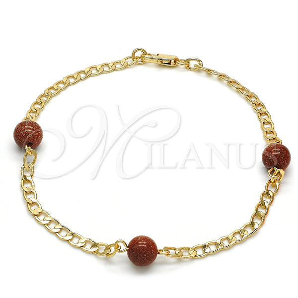 Tobillera Elegante 03.63.2067.10 Oro Laminado, Pulido, Tono Dorado (04 MM Thickness, 10 Inches Length)