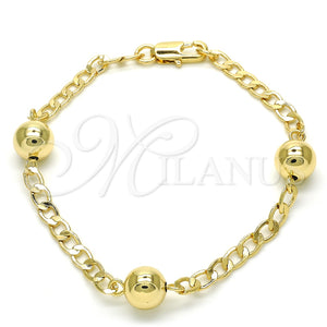 Pulsera Elegante 03.63.2068.07 Oro Laminado, Pulido, Tono Dorado (04 MM Thickness, 7 Inches Length)