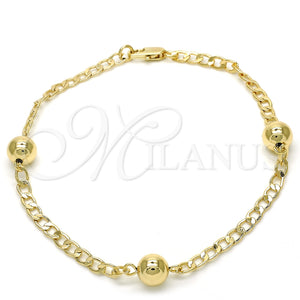 Tobillera Elegante 03.63.2068.10 Oro Laminado, Pulido, Tono Dorado (04 MM Thickness, 10 Inches Length)