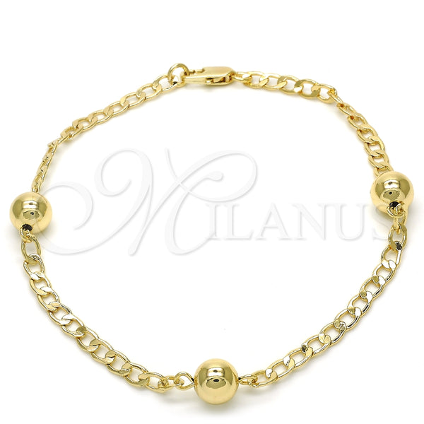 Tobillera Elegante 03.63.2068.10 Oro Laminado, Pulido, Tono Dorado (04 MM Thickness, 10 Inches Length)