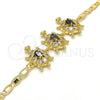 Pulsera Elegante 03.63.1987.5.08 Oro Laminado, Diseño de Tortuga, con Negro and Blanca Zirconia Cubica, Pulido, Tono Dorado (04 MM Thickness, 8 Inches Length)