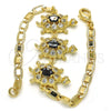 Pulsera Elegante 03.63.1987.5.08 Oro Laminado, Diseño de Tortuga, con Negro and Blanca Zirconia Cubica, Pulido, Tono Dorado (04 MM Thickness, 8 Inches Length)