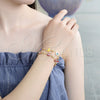 Pulsera Elegante 03.213.0018.3.08 Oro Laminado, Diseño de Ojo Griego, Esmaltado Multicolor, Tono Dorado (08 MM Thickness, 7 Inches Length)