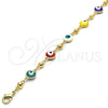 Pulsera Elegante 03.213.0018.3.08 Oro Laminado, Diseño de Ojo Griego, Esmaltado Multicolor, Tono Dorado (08 MM Thickness, 7 Inches Length)