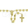 Rosario Mediano 09.213.0018.28 Oro Laminado, Diseño de Guadalupe y Crucifijo, Pulido, Tono Dorado