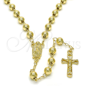 Rosario Mediano 09.213.0018.28 Oro Laminado, Diseño de Guadalupe y Crucifijo, Pulido, Tono Dorado