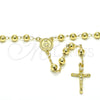 Rosario Mediano 09.213.0019.28 Oro Laminado, Diseño de Virgen Maria y Crucifijo, Pulido, Tono Dorado