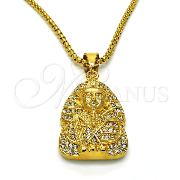 Collares con Dije 04.259.0002.30 Acero Inoxidable, con Cristal Blanca, Pulido, Tono Dorado (Grosor 03 MM, 30 Pulgadas de Largo)