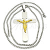 Collares con Dije 04.116.0001.30 Acero Inoxidable, Diseño de Crucifijo, Pulido, Dos Tonos (03 MM Thickness, 30 Inches Length)