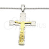 Collares con Dije 04.116.0002.30 Acero Inoxidable, Diseño de Crucifijo, Pulido, Dos Tonos (03 MM Thickness, 30 Inches Length)