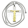 Collares con Dije 04.116.0002.30 Acero Inoxidable, Diseño de Crucifijo, Pulido, Dos Tonos (03 MM Thickness, 30 Inches Length)