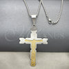Collares con Dije 04.116.0002.30 Acero Inoxidable, Diseño de Crucifijo, Pulido, Dos Tonos (03 MM Thickness, 30 Inches Length)
