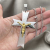 Collares con Dije 04.116.0003.30 Acero Inoxidable, Diseño de Crucifijo, Pulido, Dos Tonos (03 MM Thickness, 30 Inches Length)