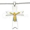 Collares con Dije 04.116.0003.30 Acero Inoxidable, Diseño de Crucifijo, Pulido, Dos Tonos (03 MM Thickness, 30 Inches Length)
