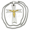 Collares con Dije 04.116.0003.30 Acero Inoxidable, Diseño de Crucifijo, Pulido, Dos Tonos (03 MM Thickness, 30 Inches Length)
