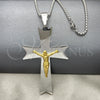 Collares con Dije 04.116.0003.30 Acero Inoxidable, Diseño de Crucifijo, Pulido, Dos Tonos (03 MM Thickness, 30 Inches Length)
