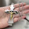 Collares con Dije 04.116.0004.30 Acero Inoxidable, Diseño de Crucifijo, Pulido, Dos Tonos (03 MM Thickness, 30 Inches Length)