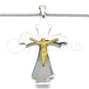 Collares con Dije 04.116.0004.30 Acero Inoxidable, Diseño de Crucifijo, Pulido, Dos Tonos (03 MM Thickness, 30 Inches Length)