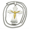 Collares con Dije 04.116.0004.30 Acero Inoxidable, Diseño de Crucifijo, Pulido, Dos Tonos (03 MM Thickness, 30 Inches Length)