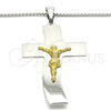 Collares con Dije 04.116.0005.30 Acero Inoxidable, Diseño de Crucifijo, Pulido, Dos Tonos (03 MM Thickness, 30 Inches Length)