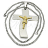Collares con Dije 04.116.0005.30 Acero Inoxidable, Diseño de Crucifijo, Pulido, Dos Tonos (03 MM Thickness, 30 Inches Length)