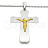 Collares con Dije 04.116.0006.30 Acero Inoxidable, Diseño de Crucifijo, Pulido, Dos Tonos (03 MM Thickness, 30 Inches Length)