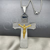 Collares con Dije 04.116.0006.30 Acero Inoxidable, Diseño de Crucifijo, Pulido, Dos Tonos (03 MM Thickness, 30 Inches Length)