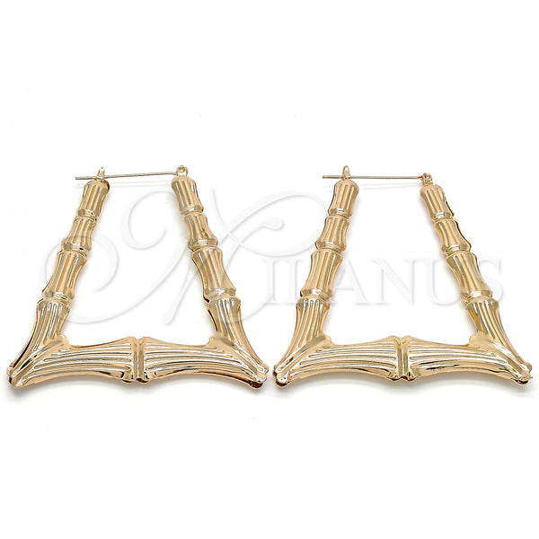Argolla Extra Grande 02.359.0002.70 Oro Laminado, Diseño de Bambu, Pulido, Tono Dorado