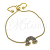 Pulsera Bolo Ajustable 03.155.0048.11 Oro Laminado, con Multicolor Micro Pave, Pulido, Tono Dorado (01 MM Thickness, 11 Inches Length)