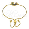 Pulsera Bolo Ajustable 03.155.0048.11 Oro Laminado, con Multicolor Micro Pave, Pulido, Tono Dorado (01 MM Thickness, 11 Inches Length)