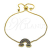 Pulsera Bolo Ajustable 03.155.0048.11 Oro Laminado, con Multicolor Micro Pave, Pulido, Tono Dorado (01 MM Thickness, 11 Inches Length)