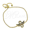 Pulsera Bolo Ajustable 03.155.0055.10 Oro Laminado, Diseño de Infinito, con Multicolor Micro Pave, Pulido, Tono Dorado (01 MM Thickness, 10 Inches Length)