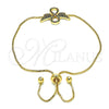 Pulsera Bolo Ajustable 03.155.0055.10 Oro Laminado, Diseño de Infinito, con Multicolor Micro Pave, Pulido, Tono Dorado (01 MM Thickness, 10 Inches Length)