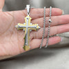 Collares con Dije 04.116.0020.30 Acero Inoxidable, Diseño de Cruz, Pulido, Dos Tonos (03 MM Thickness, 30 Inches Length)