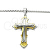 Collares con Dije 04.116.0020.30 Acero Inoxidable, Diseño de Cruz, Pulido, Dos Tonos (03 MM Thickness, 30 Inches Length)