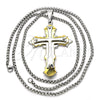 Collares con Dije 04.116.0020.30 Acero Inoxidable, Diseño de Cruz, Pulido, Dos Tonos (03 MM Thickness, 30 Inches Length)