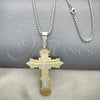Collares con Dije 04.116.0020.30 Acero Inoxidable, Diseño de Cruz, Pulido, Dos Tonos (03 MM Thickness, 30 Inches Length)