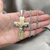 Collares con Dije 04.116.0021.30 Acero Inoxidable, Diseño de Crucifijo, Pulido, Dos Tonos (03 MM Thickness, 30 Inches Length)