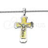 Collares con Dije 04.116.0021.30 Acero Inoxidable, Diseño de Crucifijo, Pulido, Dos Tonos (03 MM Thickness, 30 Inches Length)