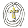 Collares con Dije 04.116.0021.30 Acero Inoxidable, Diseño de Crucifijo, Pulido, Dos Tonos (03 MM Thickness, 30 Inches Length)