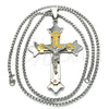 Collares con Dije 04.116.0022.30 Acero Inoxidable, Diseño de Crucifijo, con Blanca Zirconia Cubica, Pulido, Dos Tonos (03 MM Thickness, 30 Inches Length)