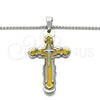 Collares con Dije 04.116.0024.30 Acero Inoxidable, Diseño de Cruz, Pulido, Dos Tonos (03 MM Thickness, 30 Inches Length)