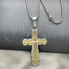 Collares con Dije 04.116.0024.30 Acero Inoxidable, Diseño de Cruz, Pulido, Dos Tonos (03 MM Thickness, 30 Inches Length)