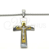 Collares con Dije 04.116.0025.30 Acero Inoxidable, Diseño de Crucifijo, Pulido, Dos Tonos (03 MM Thickness, 30 Inches Length)